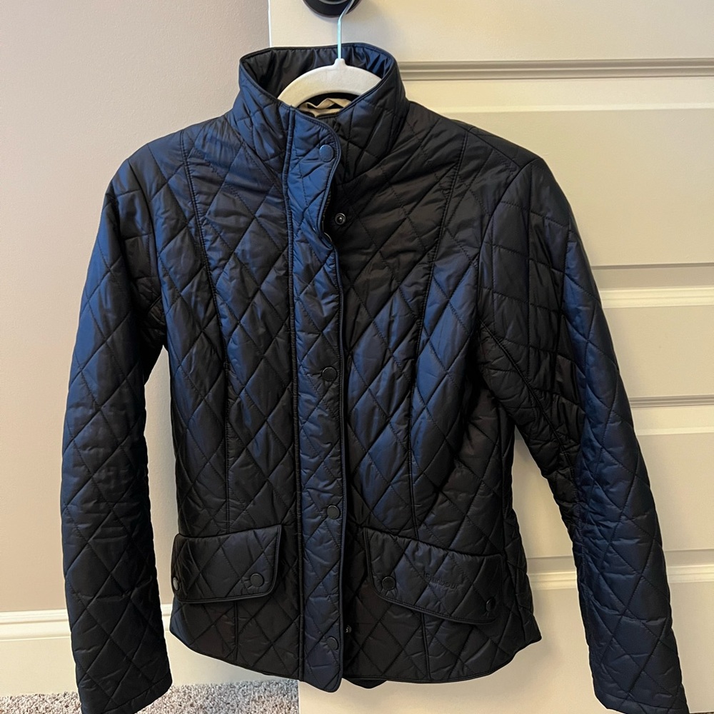 Barbour Flyweight Chelsea Quilted Jacket, Black, US Size 6